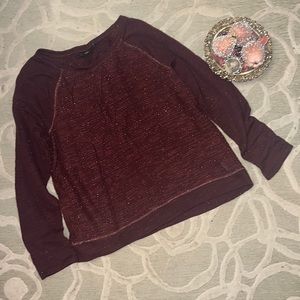 NWT🌷APT 9🌷Burgundy metallic thread light cotton poly long sleeve sweater